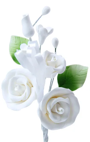 Vista 13 de O'Creme Aerosol de Flor de Masa de Goma, Rosa Blanca 6x8 - Flores Comestibles para Decorar Pasteles - Decoraciones de Flores para Tartas, Caramelos