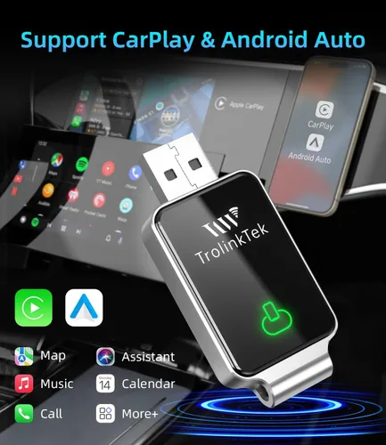 Vista 6 de Mini adaptador inalámbrico Carplay para iPhone de Apple, convierte adaptador de juego de coche con cable a inalámbrico, CarPlay Dongle Stick