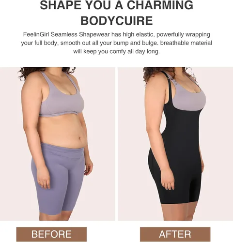 Vista 3 de FeelinGirl Body Shaper for Women Tummy Control Seamless Shapewear Bodysuit Faja Lightweight Butt Lifter Panty Shorts