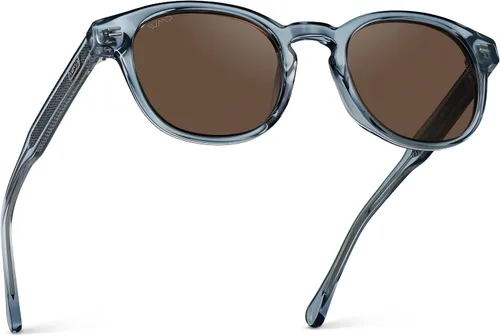 Vista 10 de WMP Eyewear - Lentes de sol polarizados ovalados retro redondos para hombre, marco de acetato ligero, protección UV, diseño de núcleo de metal