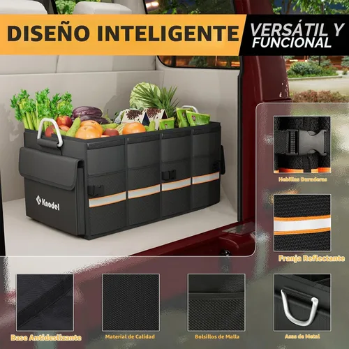 Vista 2 de K KNODEL Organizador de maletero de automóvil, organizador de automóvil con tapa, almacenamiento plegable de servicio pesado para SUV, camión