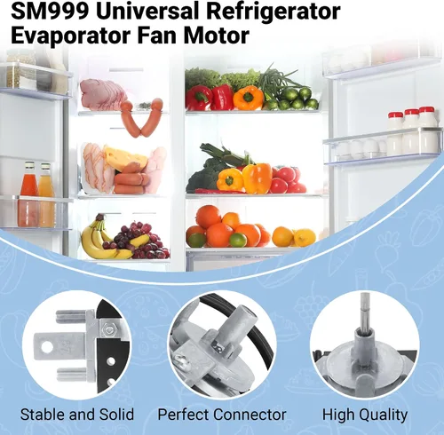 Vista 2 de AMI PARTS SM999 - Motor universal para ventilador evaporador de refrigerador compatible con refrigerador Kenmore y Frigidaire, reemplaza GEM 240