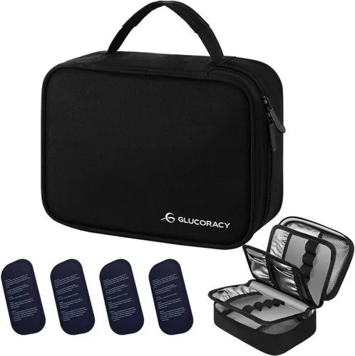 Vista 11 de Glucoracy Estuche de viaje enfriador de insulina, bolsa de transporte para medicamentos diabéticos con 2 paquetes de hielo de 5.64 oz aprobados por