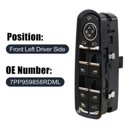 Vista 2 de uxcell Interruptor de control de elevalunas eléctrico delantero para Porsche Cayenne 2011-2014 para Porsche Panamera 2010-2014 7PP959858RDML