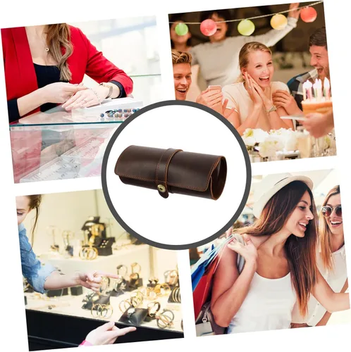 Vista 5 de 1 caja de reloj de cuero soporte de pulsera almohadas reloj reloj inteligente para hombre hombres relojes caso retro mujeres reloj bandas viaje