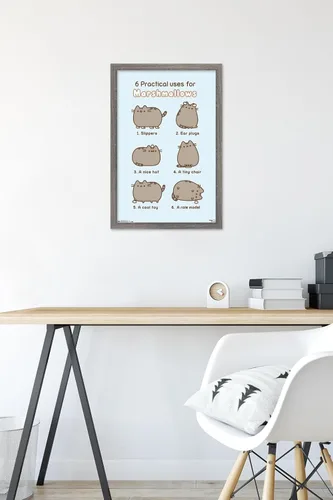 Vista 6 de Trends International Pusheen - Póster de pared de malvavisco, 14.725 x 22.375 pulgadas, versión enmarcada de madera de granero