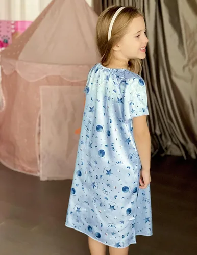 Vista 6 de Arshiner Camisones de seda de satén para niñas, pijama de manga corta, ropa de dormir suave de princesa