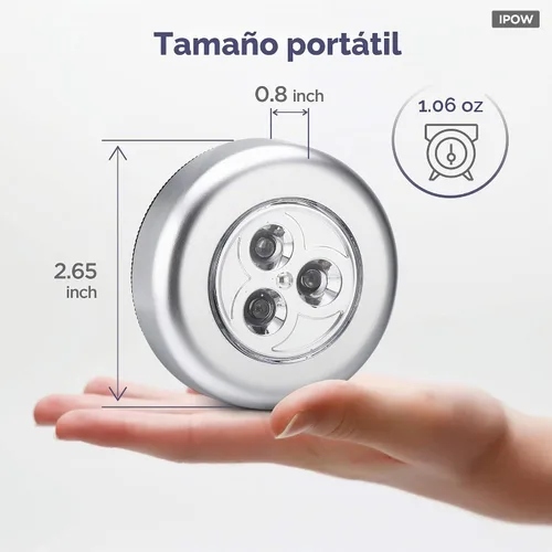 Vista 4 de IPOW Paquete de 5 luces LED inalámbricas de noche con pilas, lámpara táctil adhesiva para armarios, encimeras o cuartos de servicio, luz táctil