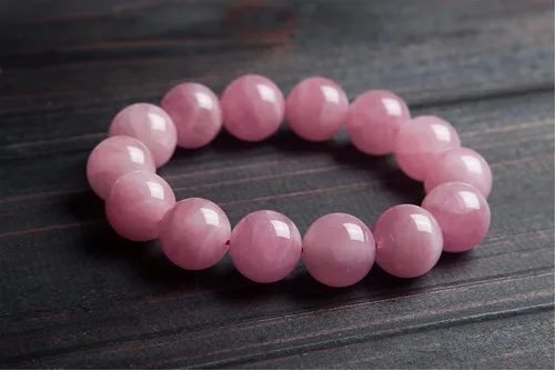 Vista 2 de Pulsera de cuentas redondas de cuarzo rosa natural genuino, 0.315 in