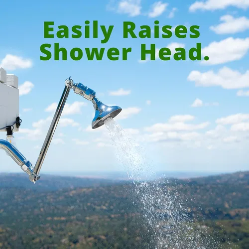 Vista 5 de High Sierra® - Extensión de brazo de ducha ajustable de 9 pulgadas para cabezales de ducha fijos. Los mejores engranajes de bloqueo de la industria