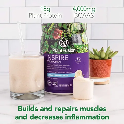 Vista 5 de PlantFusion Inspire Plant Proteína en polvo para mujeres – Proteína en polvo baja en carbohidratos para apoyo muscular magro – Keto, sin gluten, sin
