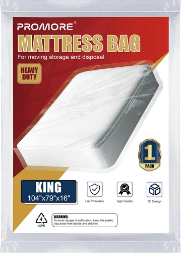 Vista 17 de Bolsa de colchón de plástico para mudanza o almacenamiento, tamaño individual, 1.5 mil Twin/Twin XL Size,Mattress Protector Covers,Moving