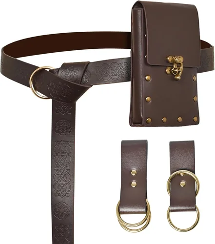 Vista 9 de Renaissance Accessories - Cinturón renacentista vikingo, medieval, vintage, de cuero, protector de brazo y espada
