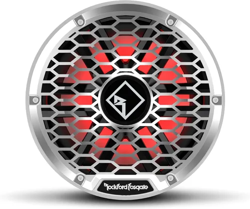 Vista 2 de Rockford Fosgate M2D2-10I Color Optix 10" DVC 2-Ohm Infinite Baffle Multicolor LED Iluminado Subwoofer Marino - Blanco/Acero inoxidable