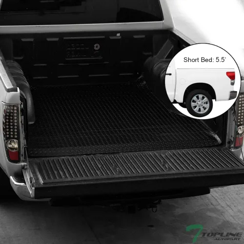 Vista 2 de 7422447148122 Compatible con 2007-2021 Toyota Tundra 5 pies 6 pulgadas (67.2") Cama de camioneta corta de goma negra con placa de diamante