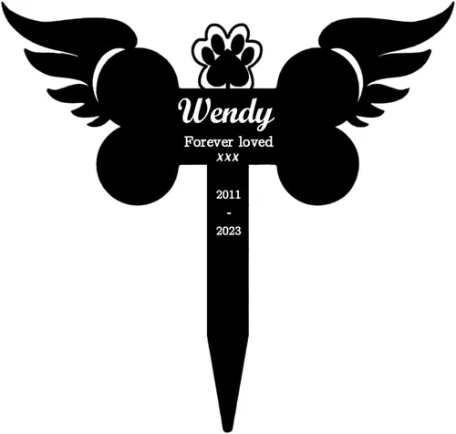 Vista 12 de Marcadores de tumbas para mascotas, marcadores conmemorativos para mascotas, placas de lápidas de metal para jardín, regalos personalizados