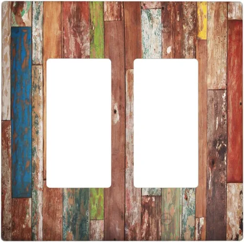 Vista 96 de Cubierta de interruptor de luz de una pandilla de hojas de palma tropicales de estilo bohemio abstracto, árbol de coco, verano, sin dispositivo