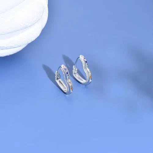 Vista 3 de Aretes de aro de plata de ley 925, hipoalergénicos, con forma de corazón, estrella y mariposa, para mujer, aretes colgantes con forma de corazón