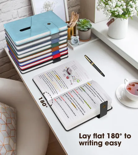 Vista 5 de vfaejll Cuaderno de cuero rayado A5, juego de diario personal de tapa dura con bolígrafo y caja de regalo, 100 páginas de 2.95 oz/yd² de papel