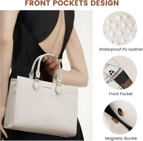 Vista 5 de LOVEVOOK Bolsos para mujer, bolsos tipo cartera con asa superior, bolso de mano de cuero negro con cremallera, bolso cruzado con asa superior
