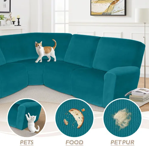 Vista 509 de Arfntevss Fundas de sofá seccional reclinable de terciopelo, Funda de sofá seccional de esquina para sofá reclinable, Funda elástica suave