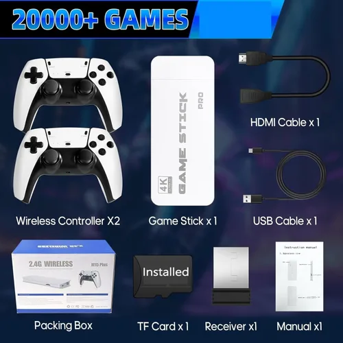 Vista 6 de Retro Gaming Console with 20000+ Classic Games - Dual Controllers, Plug & Play, 2 Players, HDMI Output, Family Entertainment System (63G)