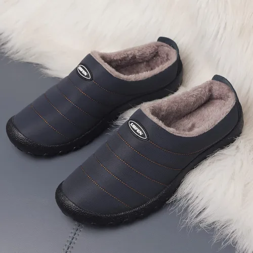 Vista 2 de UBFEN - Pantuflas cálidas de invierno para hombre y mujer con forro de felpa mullida, zapatos de casa con suela de caucho antideslizante