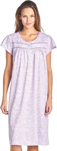 Vista 11 de Casual Nights Camisón de manga larga para mujer, diseño floral. Azul