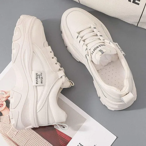 Vista 7 de NCNDB Zapatos deportivos de plataforma para mujer, con cordones, de moda, con parte inferior aumentada