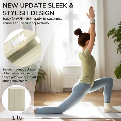 Vista 2 de Pesas de tobillo y muñeca para mujeres y hombres, diseño magnético ultrafino ajustable, silicona agradable a la piel con bloques de acero para yoga