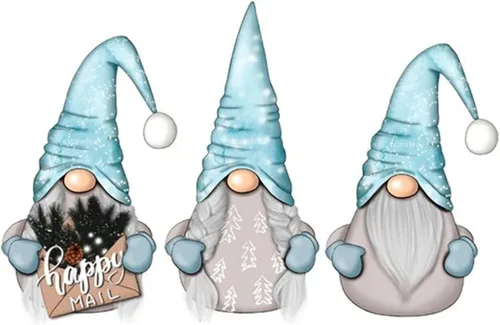 Vista 3 de hinana 3 piezas de gnomos de Navidad troquelados de metal, letras de árbol de árbol alegre, plantillas de corte de Papá Noel para bricolaje, álbumes