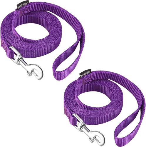 Vista 72 de AMAGOOD 6 pies de correas para cachorros/perros, correa de estilo tradicional resistente con gancho de cuello fácil de usar, correa para perros Negro