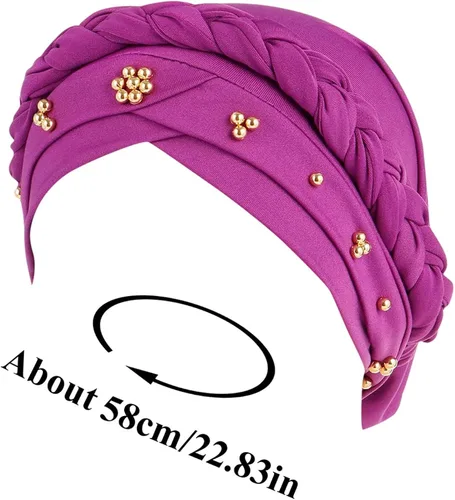 Vista 3 de Gorra de bola base para mujer, gorra de diadema con cuentas trenzadas, turbante, gorras de béisbol, sombreros