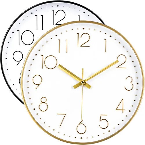 Vista 16 de jomparis Reloj de pared negro de 10 pulgadas, funciona con pilas, reloj de pared silencioso y sin tictac, reloj clásico para el hogar, oficina