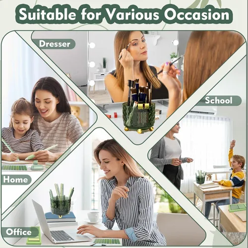 Vista 5 de sportsvoutdoors Accesorios de escritorio verde, suministros verde salvia, juego de papelería de oficina, soporte para lápices y bolígrafos verde