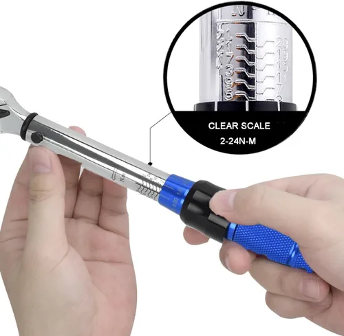 Vista 9 de Juego de llaves dinamométricas para bicicleta, llave dinamométrica de 1/4 pulgadas de 2 a 24 Nm Bicycle Torque Wrench for MTB Mountain Road Bikes