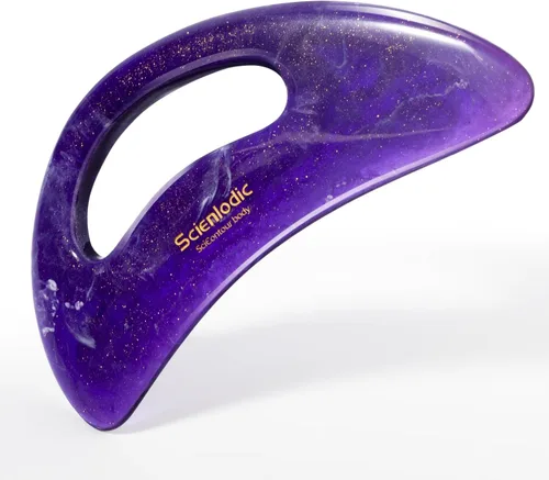 Vista 11 de Scienlodic Gua Sha - Herramienta de masaje con mango (resina), herramienta de raspado Guasha más grande para masaje de espalda, cuello, cara