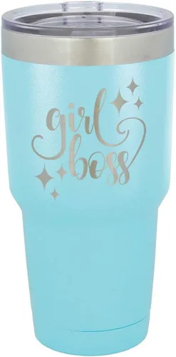 Vista 15 de GIRL BOSS - Vaso grabado con láser de acero con recubrimiento de polvo para viaje, sin BPA, para mantener tu bebida fría o caliente, idea de regalo