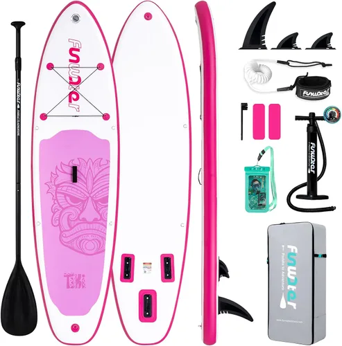 Vista 20 de FunWater Inflatable Stand Up Paddle Board with Beginners SUP Accessories 10'6'' SUP,Anti-Slip EVA Deck,Versatile Yoga/Big Fin Inflatable Paddle
