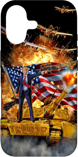 Vista 32 de iPhone 16 Presidente Donald Trump monta una funda dorada