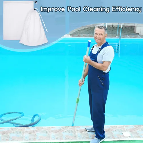 Vista 5 de Boao Paquete de 6 bolsas de malla fina para aspiradora de piscina, bolsa de malla fina de nailon de 9 x 13.8 pulgadas, bolsa de repuesto