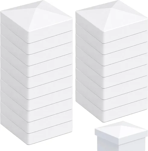 Vista 9 de RECTOO Tapas para Postes de Vinilo 4x4 Blancas (Tamaño Interno Real de 4.00" - NO para Postes de Madera), Remates Superiores de Pirámide