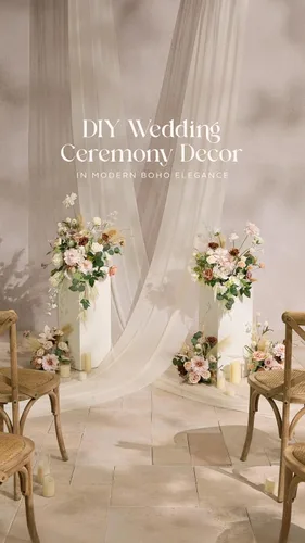 Vista 5 de Ling's moment - Combinación de flores artificiales para boda, beige y sepia, Deluxe Beg-beige y sepia