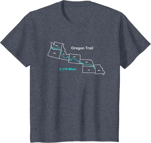 Vista 33 de Route Map of The Oregon National Historic Trail T-Shirt Asphalt Grey