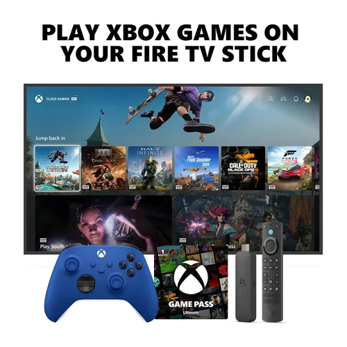 Vista 15 de Xbox Wireless Controller (2025) Carbon Black + Fire TV Stick 4K Game Pass Ultimate 1 Month - Gaming Bundle, Windows, Mobile & Smart TVs