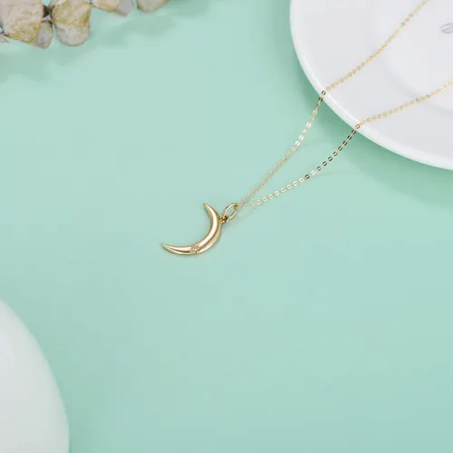Vista 4 de SISGEM Collares con colgante de luna de diamante natural de oro de 14 quilates, joyería para regalos de aniversario para mujeres, esposa, mamá