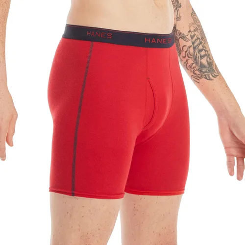 Vista 2 de Hanes Calzoncillos tipo bóxer para hombre, ropa interior de algodón suave y transpirable con cintura ComfortFlex, paquete múltiple