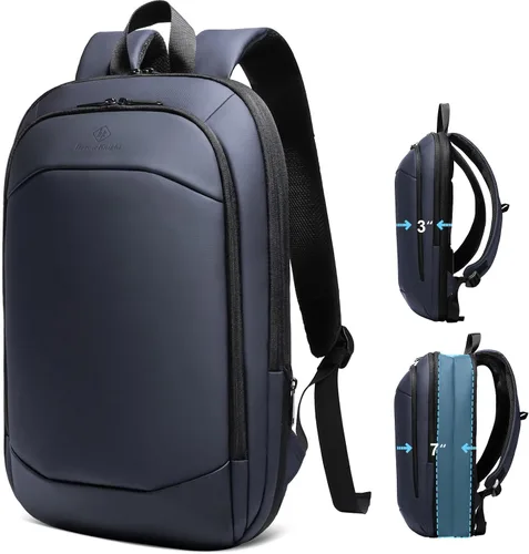 Vista 17 de hk Mochila de negocios para hombres de 15.6 pulgadas, delgada y expandible, impermeable, mochila de viaje para laptop, bolsa de trabajo ligera