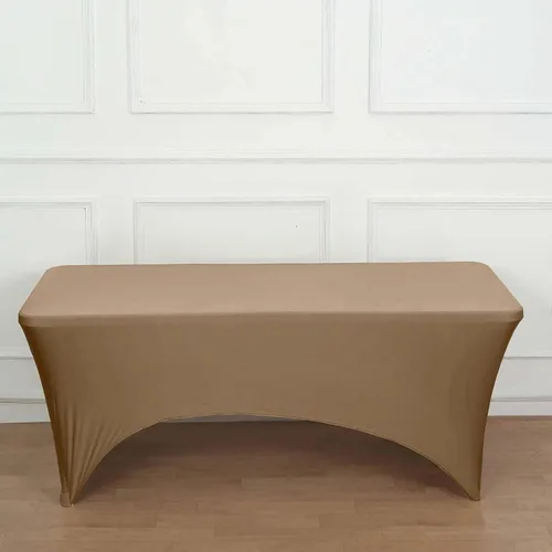 Vista 54 de Efavormart - Mantel rectangular de elastano elástico beige de 4 pies