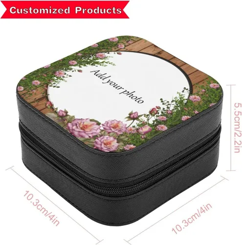 Vista 5 de SongYi Joyero de viaje personalizado, joyero personalizado con nombre y foto, organizador de joyas de viaje para mujeres, regalo para mamá, ella
